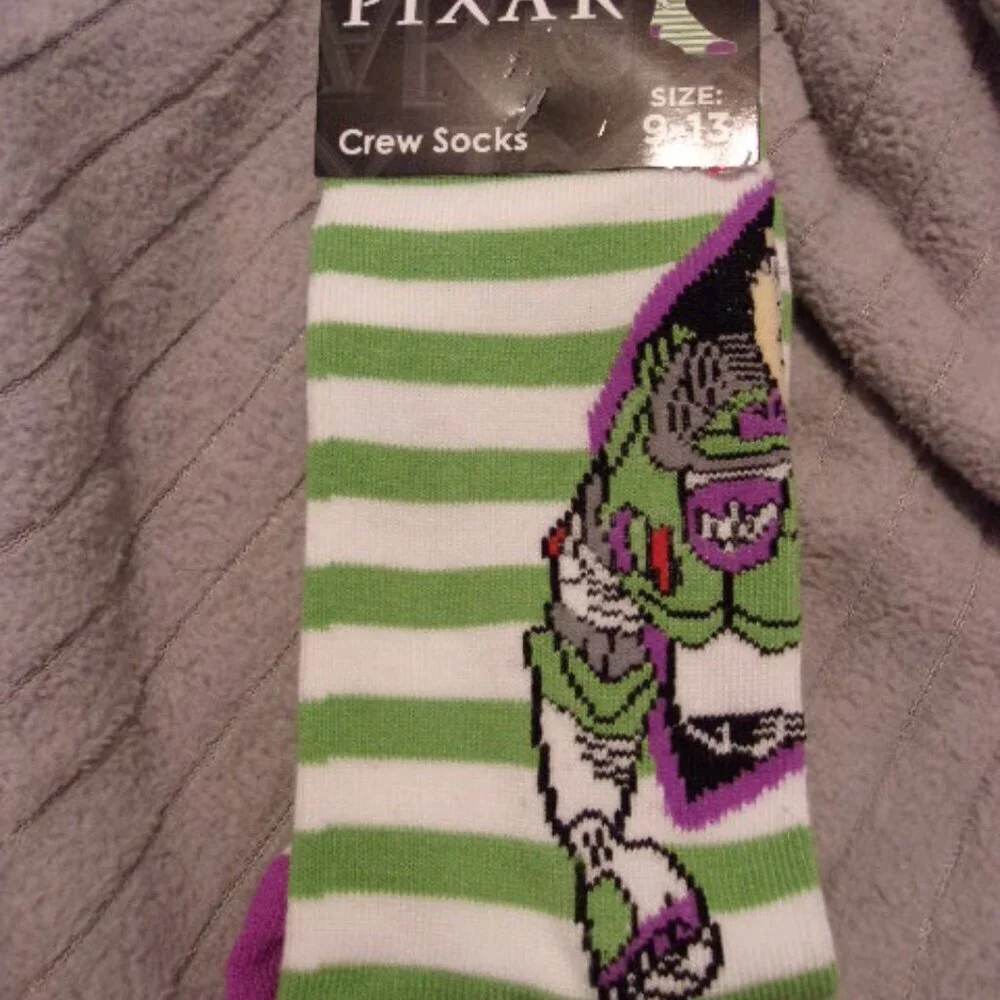 New Pixar Disney Crew Socks Buzz Lightyear from Toy story 9-13